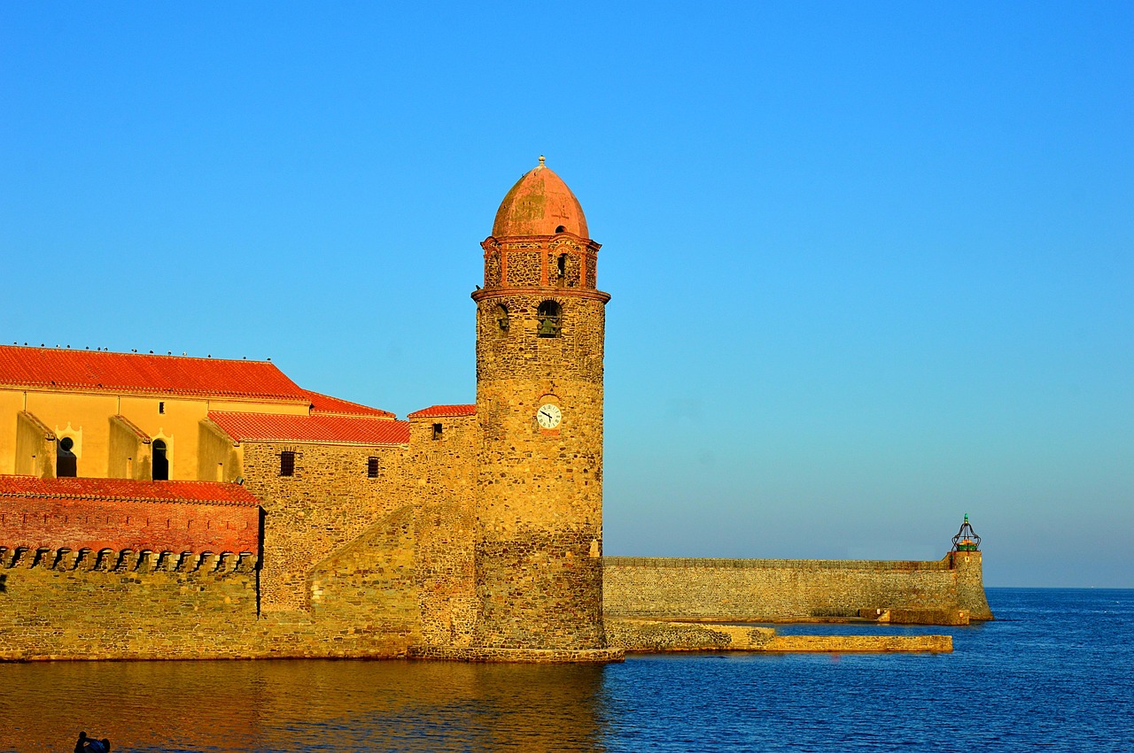 Bell tower of Collioure on the Mediterranean shore